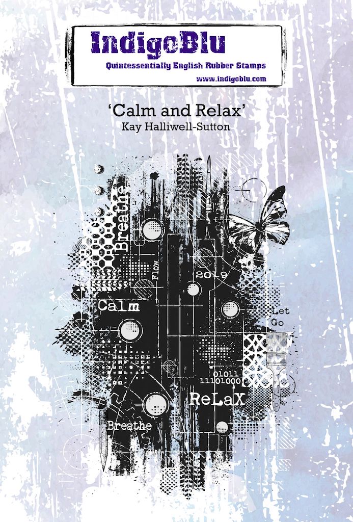 Calm and Relax A6 Red Rubber Stamp by Kay Halliwell-Sutton